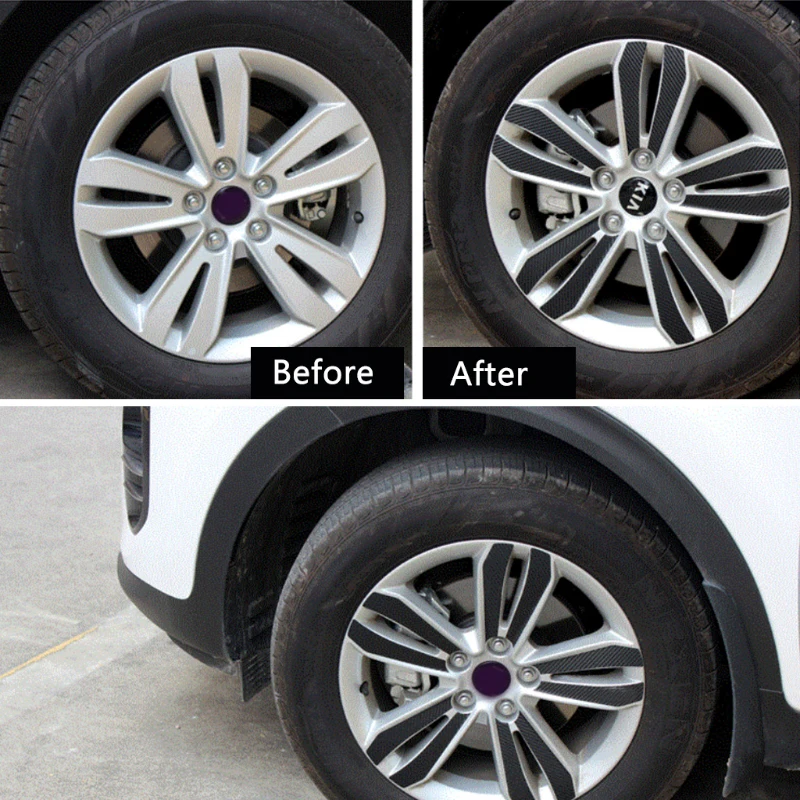 QILEJVS Carbon Fiber Car Wheel Hub Decal Sticker Decoration Set For Kia KX5 Sportage 2016 2017 | Автомобили и мотоциклы