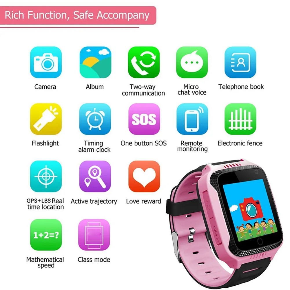 Популярные SOS Вызов фонарик камера безопасности дети Смарт наручные часы