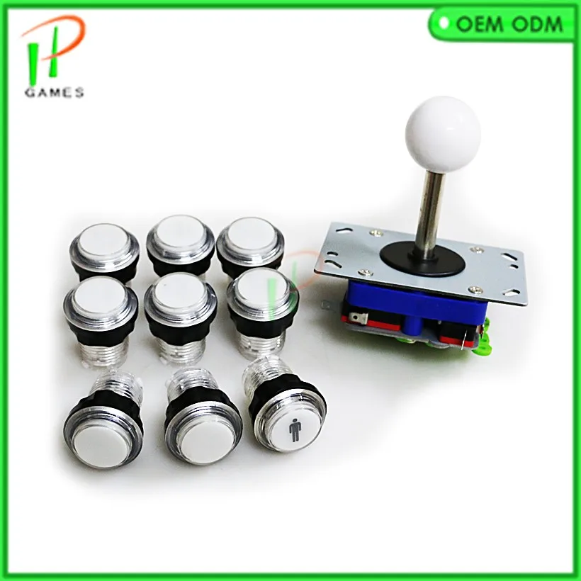 

DIY Jamma Arcade Games Bundles Kit 2/4/8 way Zippy Joystick +Led illuminated Arcade Push Buttons + 1P Transparent plastic button
