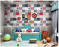 beibehang personality boy childrens room papel de parede 3d wallpaper british style stars vertical stripes wallpaper ab version