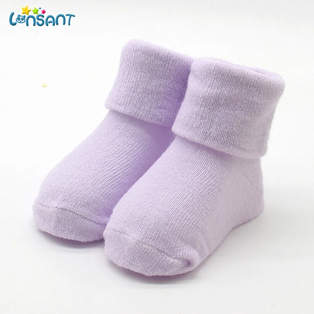 LONSANT New Hot Baby Girls Boys Cartoon Newborn Kids Comfortable Solid Cute Cotton Sock Slippers Warm Ankle Socks | Детская одежда и