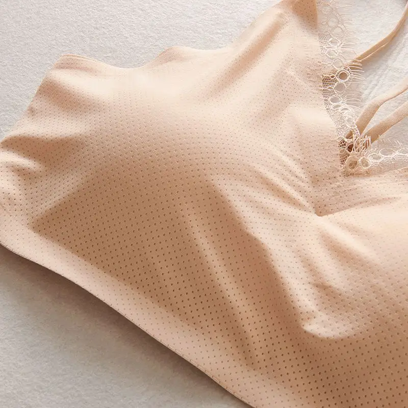 Женский кружевной бюстгальтер с цветами из ледяного шелка модный бесшовный