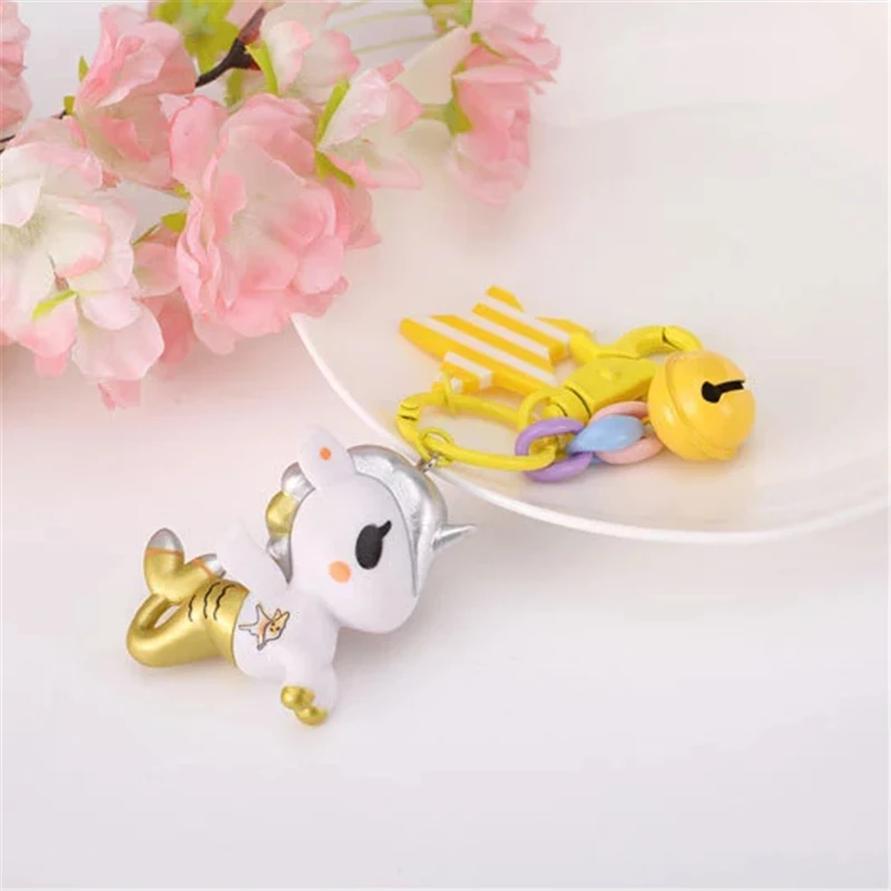 Аниме брелок для ключей с единорогом помпоном плюшевая игрушка единорог ключ