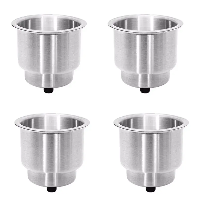 

4PCS Recessed Stainless Steel Cup Drink Bottle Holder with Drain Marine for Boat Rv Camper Car Truck Two Stage