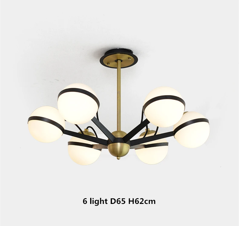 6 light D65 H62cm Нордический минимализм коридор светодиодный настенный светильник Гостиная блеск стеклянный Глобус Светодиодные Бра черный металлический кронштейн Свет для спальни - Цвет абажура: 6 light D65 H62cm