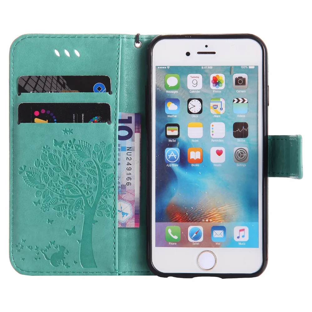 3D Дерево для iPhone 6 6S Plus PU кожаный чехол мобильного телефона iPhone6 iPhone6S 6plus Магнитный