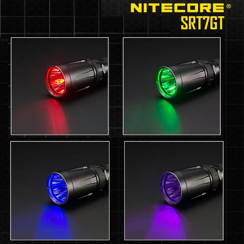 NiteCore SRT7GT Cree XP L HI V3 1000LM красного зеленого и синего цвета УФ светодиодный фонарик на