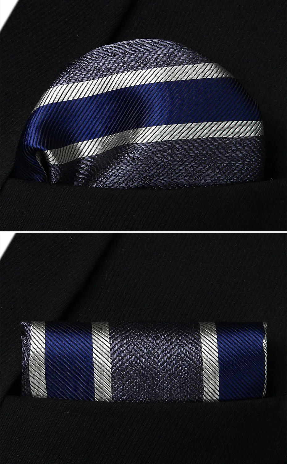 Классический модный мужской галстук-бабочка в полоску темно-синего и черного