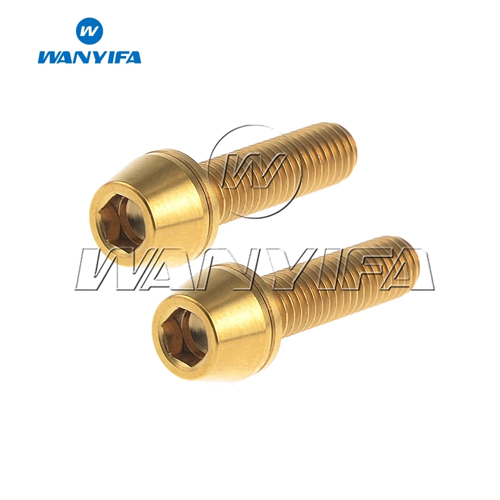 Титановый "Wanyifa" Ti болты M5x16mm для Велосипедный вынос руля шестигранного конические головки болта с прокладками, 2 шт