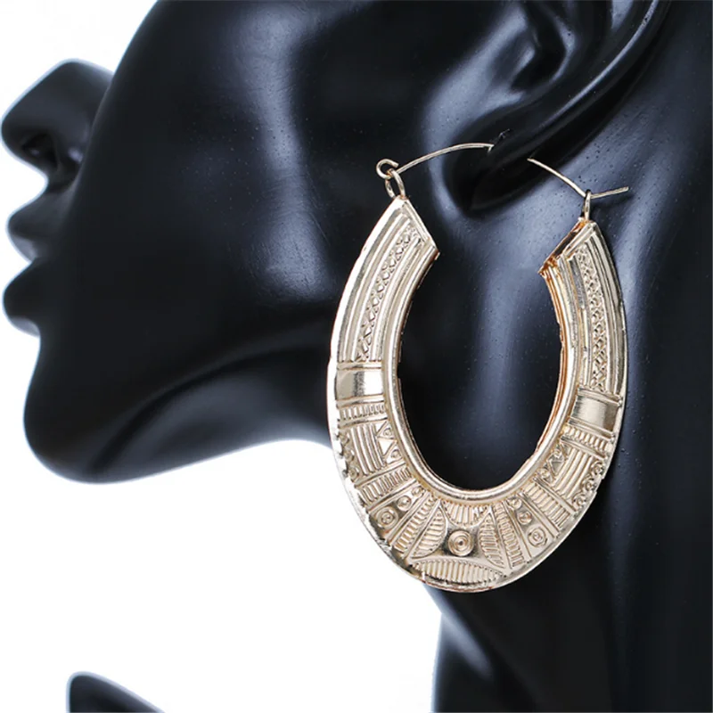 Новинка 2019 золотые овальные серьги для ночного клуба новые большие бамбуковые