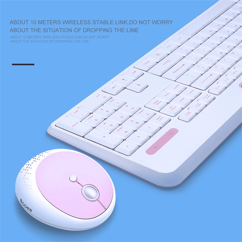 Беспроводная клавиатура для девочек 2 4G игровая мышь Combo 1600 точек/дюйм мини