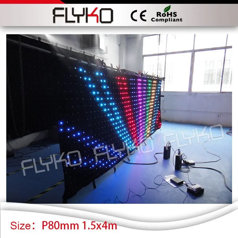 P80mm dj палатка led Прокат видения экран гибкий Крытый видео занавес 1 5 м на 4 м|video