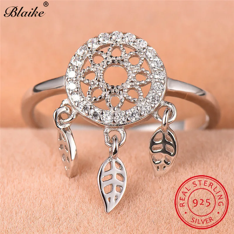 Blaike Boho Женская лотоса кольцо античная 925 Серебряные кольца для женщин