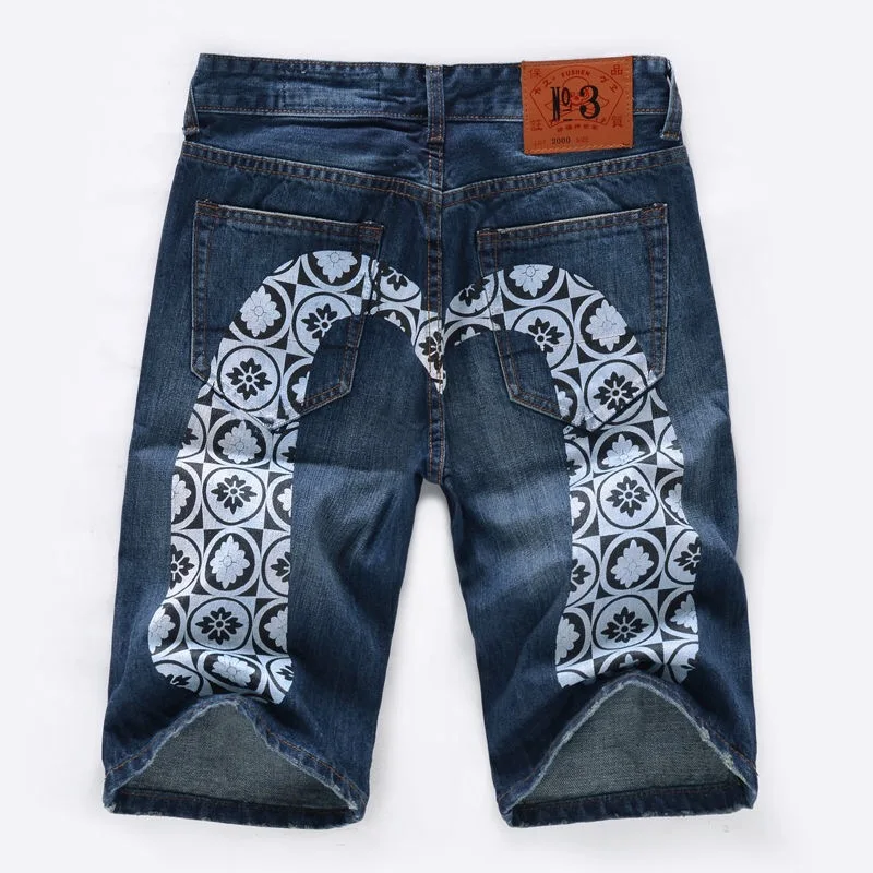 Аутентичные Evisu Новые Полки высокое качество мужские повседневные джинсовые шорты дышащая стирка по колено Модные мужские прямые брюки - Цвет: 1066