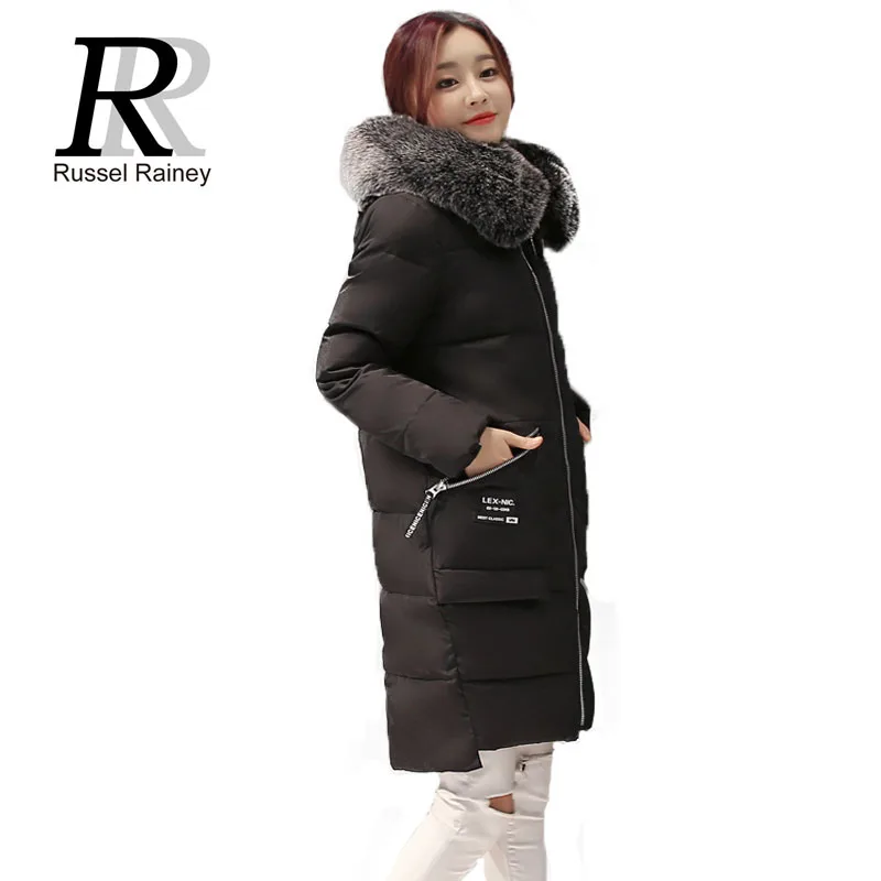 RR Женские Зимние Пальто Мода Длинные Искусственного Меха Воротник Капюшоном