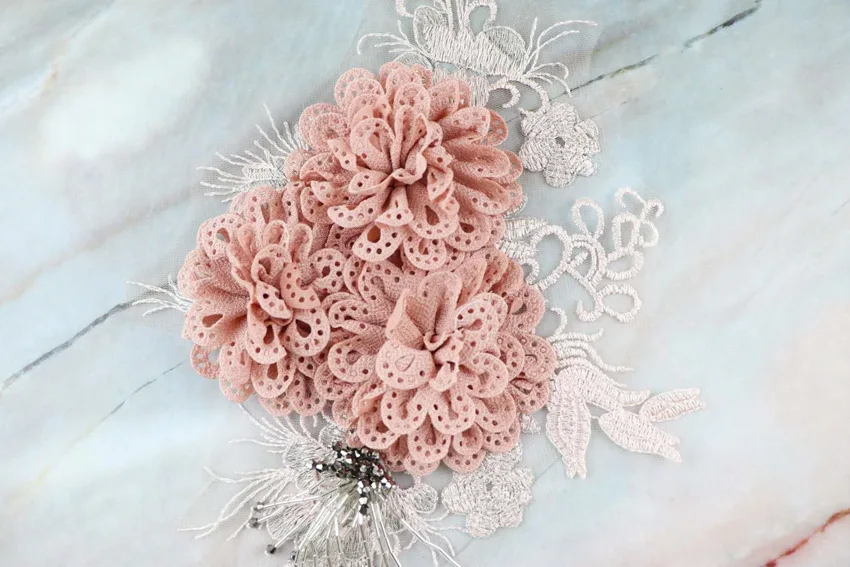 heavy industry hand embroidery wedding accessories flower dress three-dimensional petals