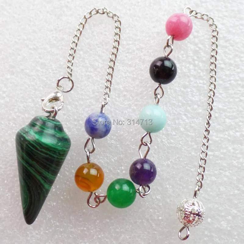 (Минимальный заказ 10 $ микс) оптовая продажа 1 piese Man made Malachite 32x15 мм маятник с 7 шт