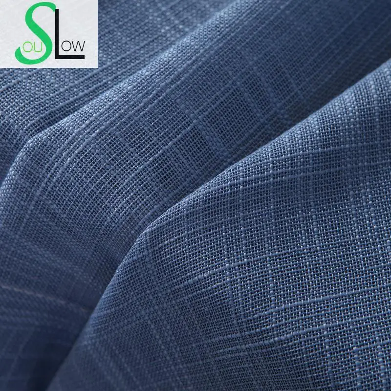 Плотные Занавески Slow Soul белые коричневые темно синие в японском стиле однотонные