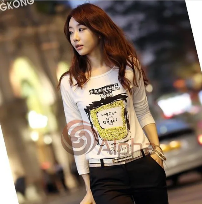 

Free Shipping 2014 New Arrival Women Long Sleeve Basic Shirt Rhinestone Color Print Popular Design Women Pattern Shirts S--XXL