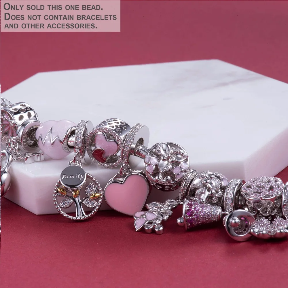 Семья дерево 925 пробы серебряные Тропические рыбы и воды растения tailBeads амулеты