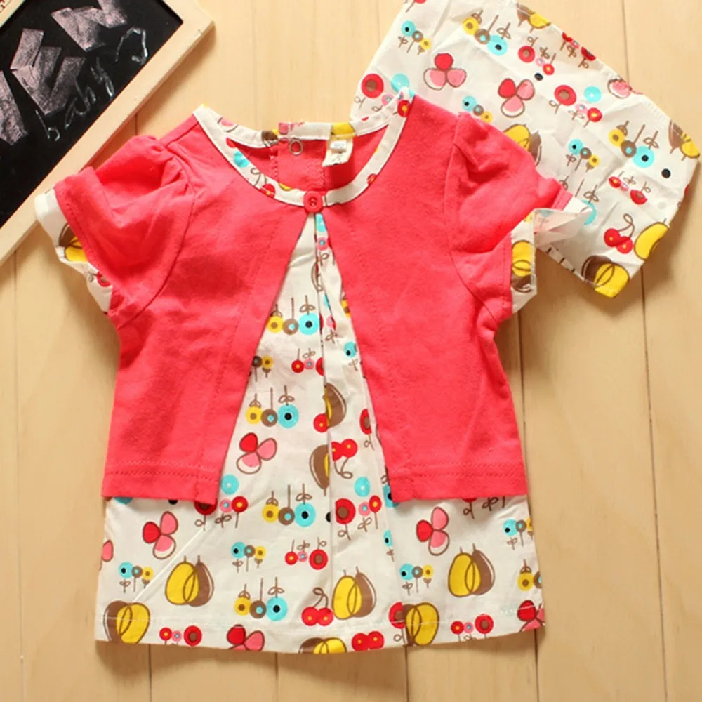 Комплект одежды из 3 предметов для маленьких девочек: топ с фруктовым принтом +