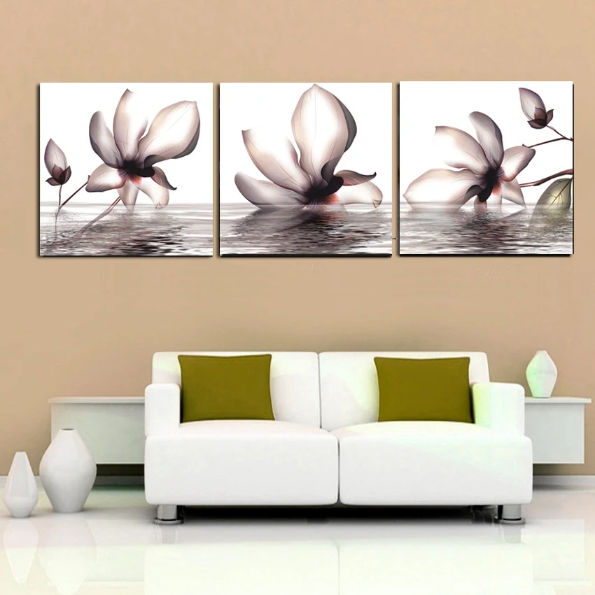 Unframed 3 Панелей Моды Современный Дом Декора Гостиной Настенной Живописи Цветок В