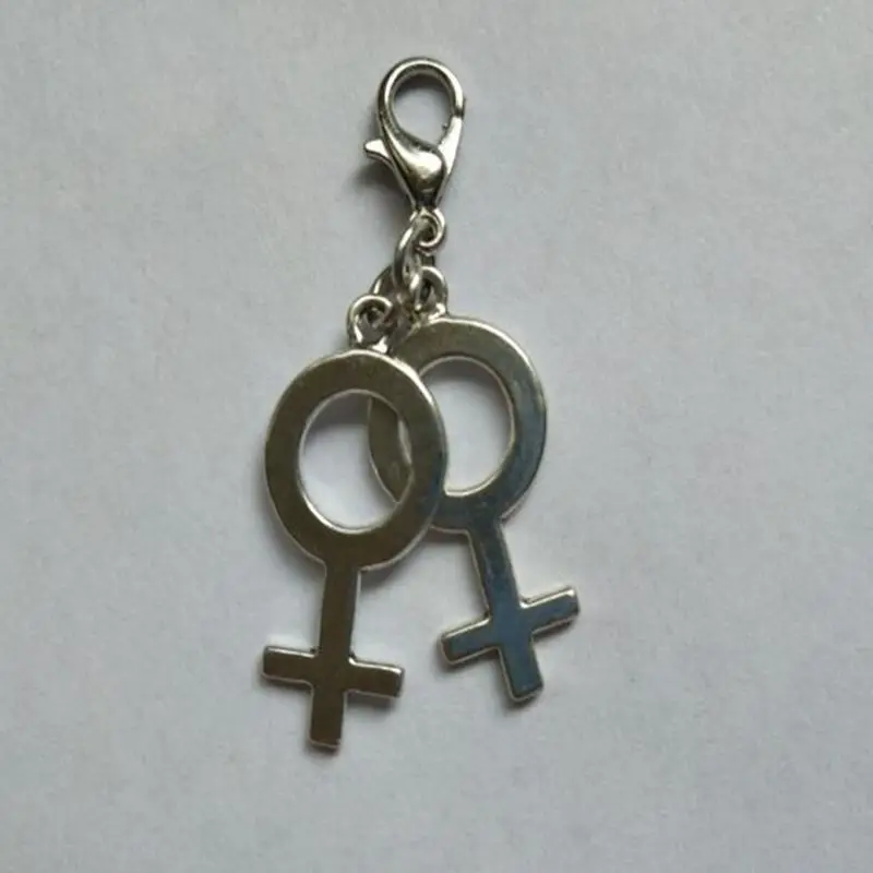 Double Venus Female Symbol Charm Lgbt Clip Couple Dangle Pendant Vintage Silver For Bracelet Fashion Jewelry Accessories New | Украшения и