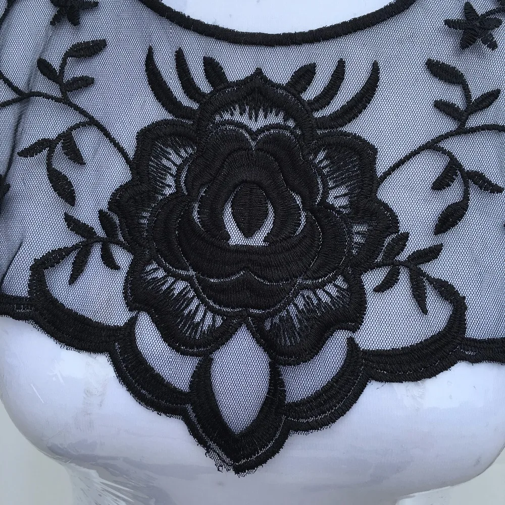 1 шт. вуаль черная ткань цветок венецианское кружево швейная аппликация сделай