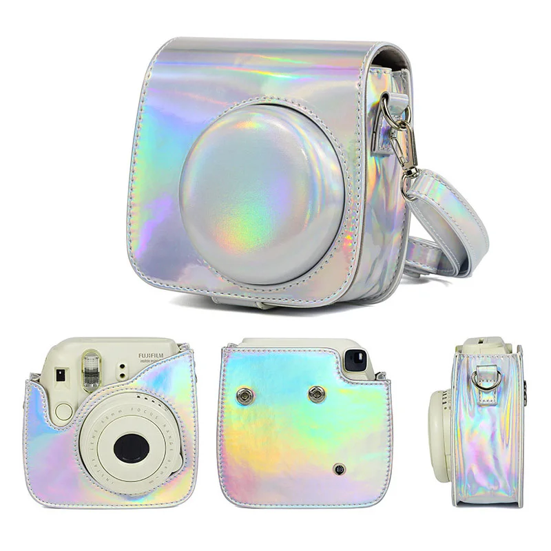 Fancy Silver Case Fuji Fujifilm Instax Mini 9/8 чехол для камеры водонепроницаемый из искусственной кожи сумка с плечевым ремнем, 96 карманов фотоальбом - Цвет: Fancy Silver Case