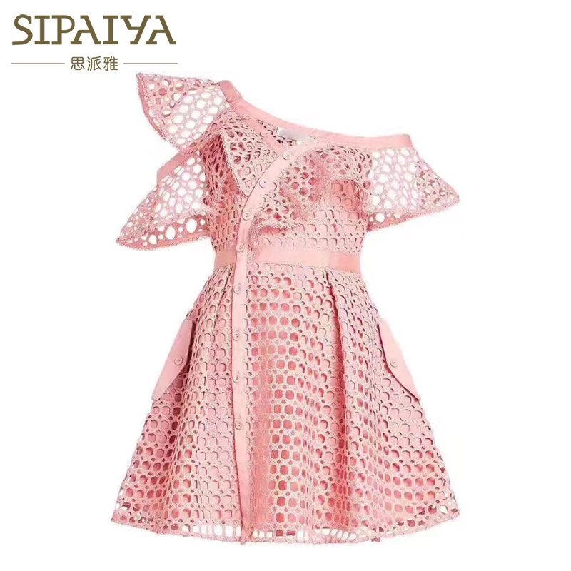 SIPAIYA 2017 высокое качество дизайнерское подиумное платье на одно плечо каскадные