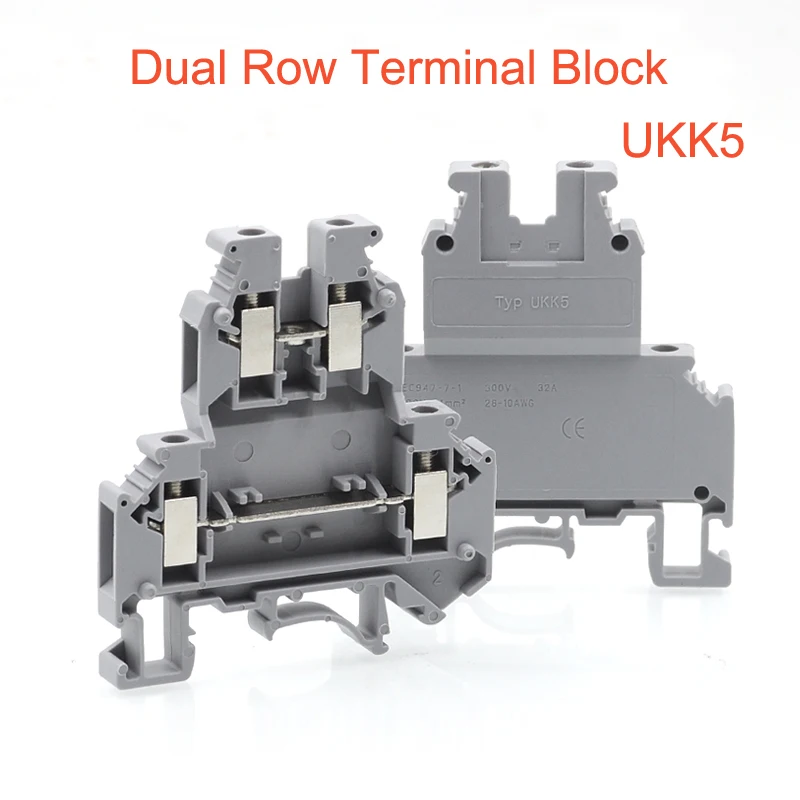 10/15/50 шт. Din rail dual row Винтовые клеммы UKK5 провода электрический double deck Терминалы Блок соединительные кабели morsettiera