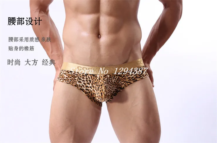 

HIGH quality Men's Briefs Shorts Leopard grain Sexy Mens Underpants Men's underwear 2pcs/lot M L XL