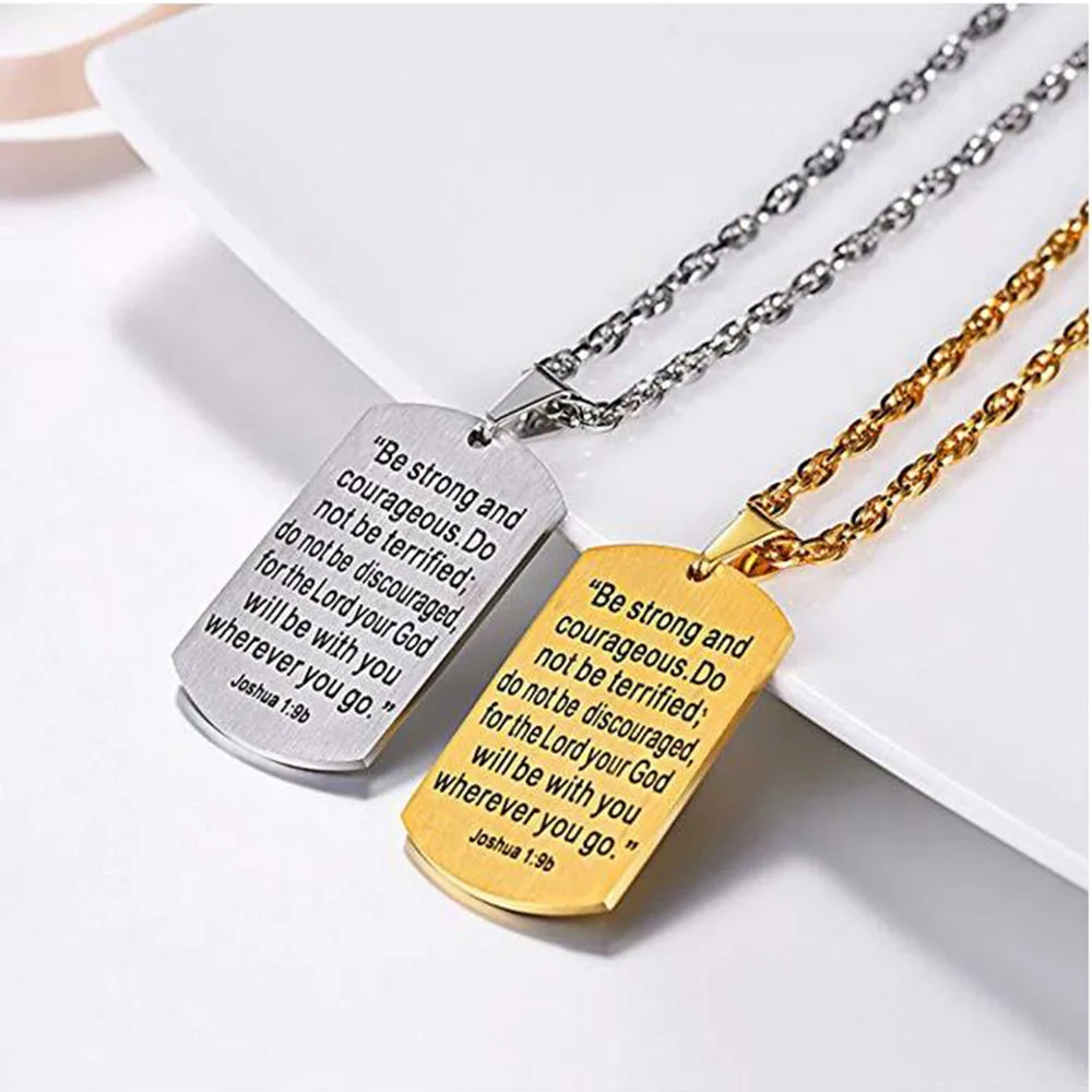 Кулон Yamily Cross Dog Tag с гравировкой библейские буквы, ожерелье из нержавеющей стали, христианские ювелирные изделия для крещения для мужчин