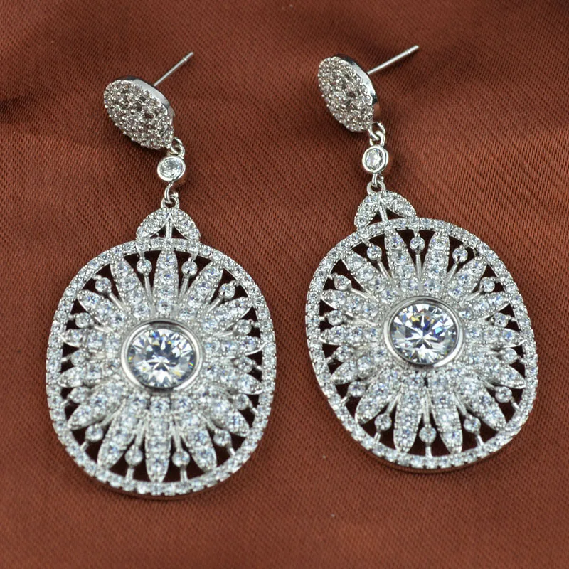 Полностью украшенные драгоценными камнями Роскошные модные ювелирные серьги