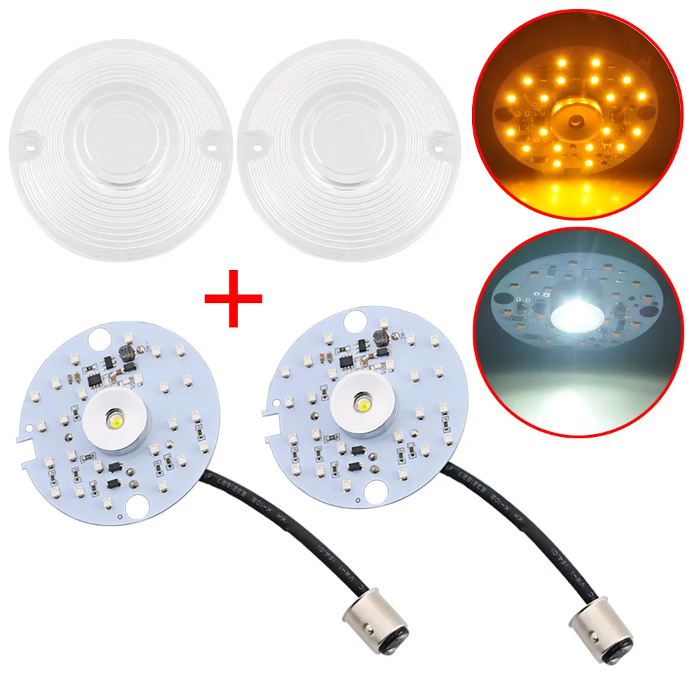 

3 inch 1157 LED Turn Signal Indicator Lights Amber Inserts Light For Harley Touring Road Electra Glide Ultra Sportster Dyna Moto