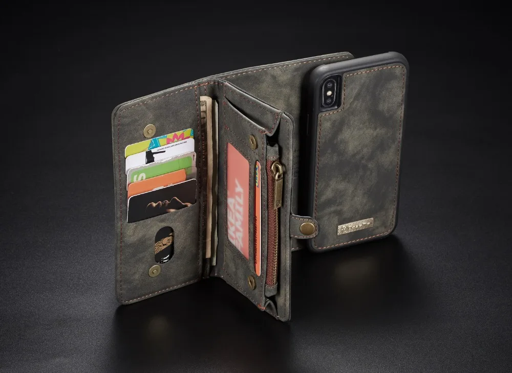 Luxury Wallet Zipper Flip Stand Case For iPhone 10 8 7 6s Plus XS MAX XR 8Plus 7Plus 6Plus Magnet Slim PU Leather Cover capinha