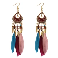 bohemian style feather fringe earringsjewelry accessories fashion jewelry earrings dangle earringsgirls gift