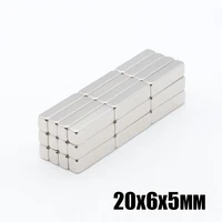 100pcs 20x6x5 mm n35 strong square ndfeb rare earth magnet 2065 mm neodymium magnets 20mm x 6mm x 5mm