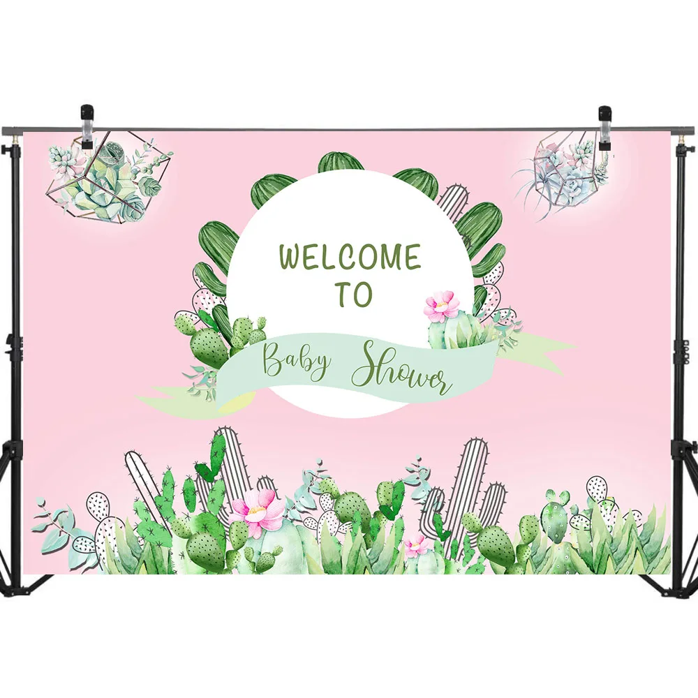 Кактус тематический фон Добро пожаловать ребенок душ розовый День Рождения