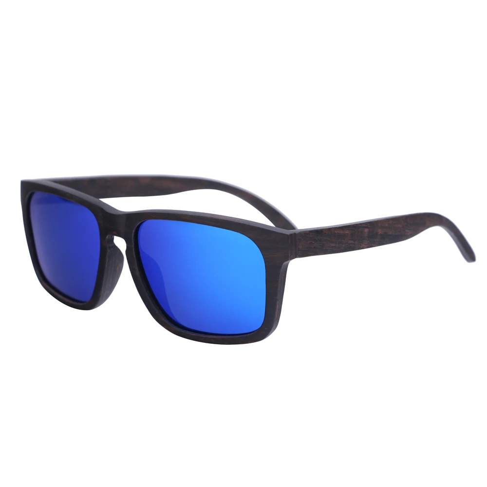 blue lens BerWer Ретро эбеновые деревянные солнцезащитные очки с поляризованными линзами и модный дизайн из дерева оправа солнцезащитные очки дропшиппинг OEM - Цвет линз: blue lens