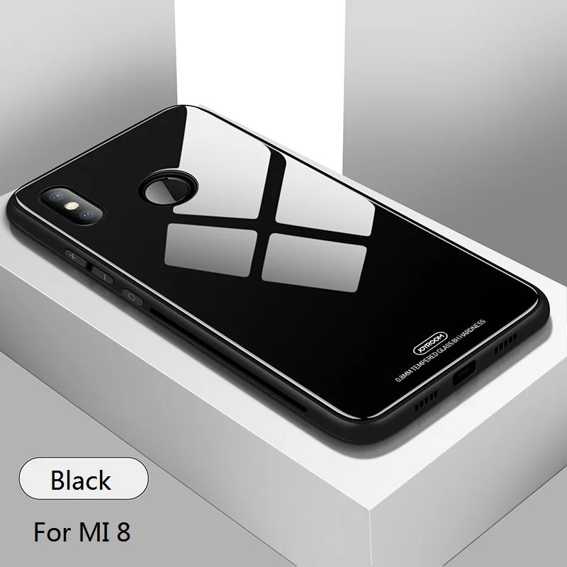 Для Xiaomi mi 8 стеклянная задняя крышка чехол Жесткий ПК корпус с мягким краем для