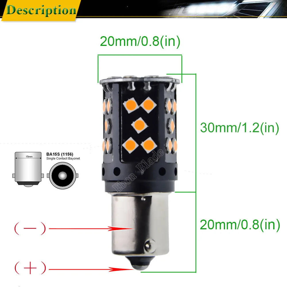 2 шт. светодиодный светильник S25 1156 BA15S P21W 7506 Canbus без ошибок Hyper Flash автомобильные