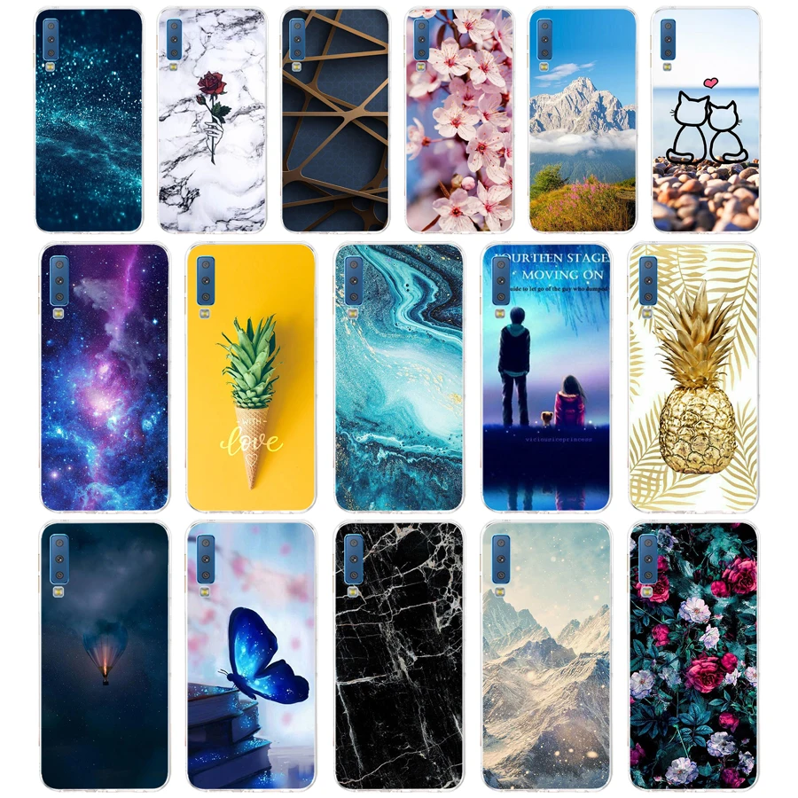 N чехол для Samsung Galaxy A7 2018 телефона силиконовый цветной накладка с принтом A750 A750F 6 0