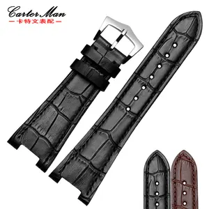 Новый ремешок для часов из натуральной кожи, 25 х12 мм, черный, коричневый, специально для часов nautilus 5711  5712, мужской браслет для часов