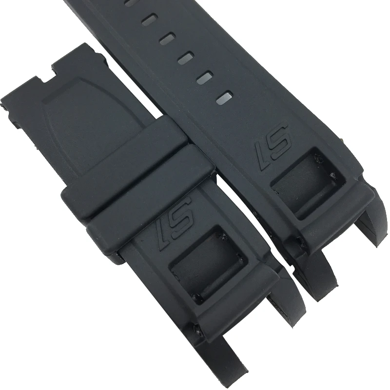 Ремешок силиконовый для наручных часов резиновый черный водонепроницаемый