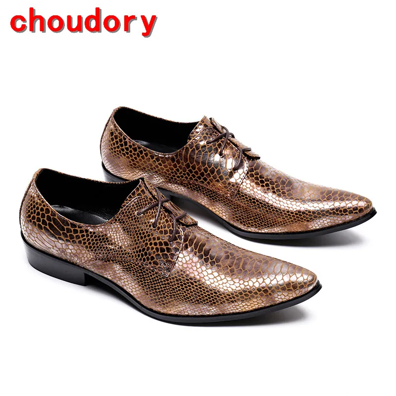 Мужские туфли оксфорды из кожи питона Choudory классические крокодиловой на скрытом