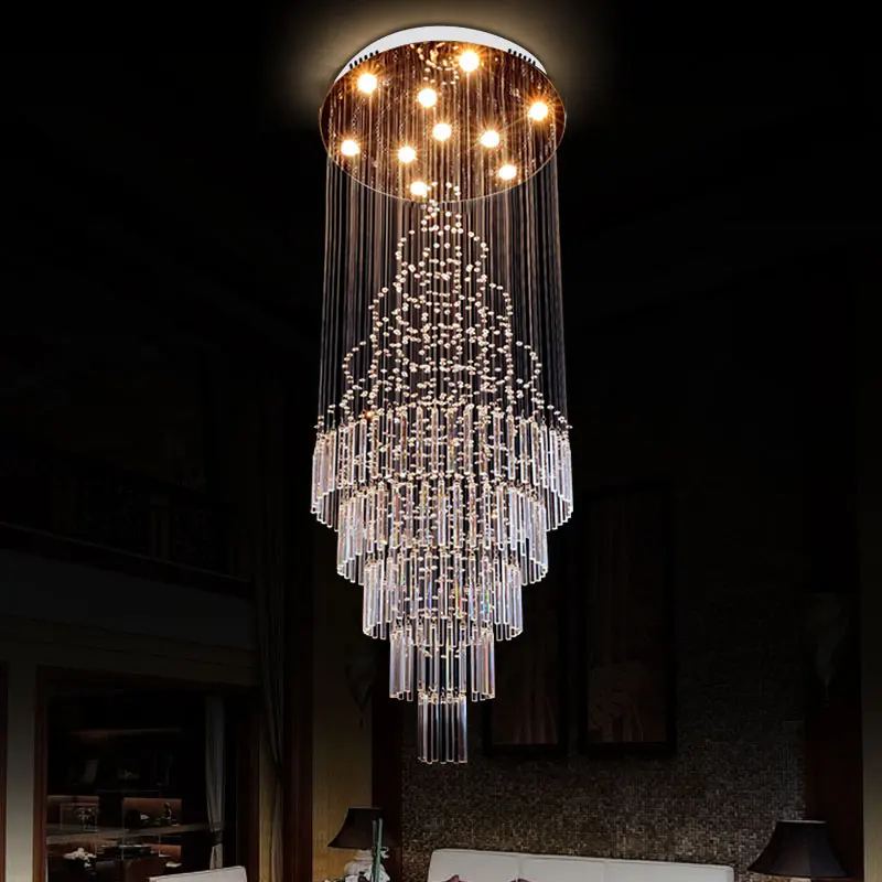 Современные хрустальные люстры Tubor Chandalier светильники для лестницы лампа