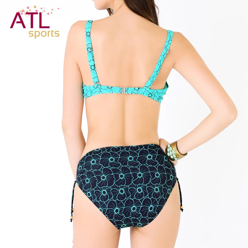 Large Size Swimwear Famale Sexy V-neck Plus Bikini High Waist Push-Up Swimsuit Two Piece Bathing Suit Big Szie Beach Wear |