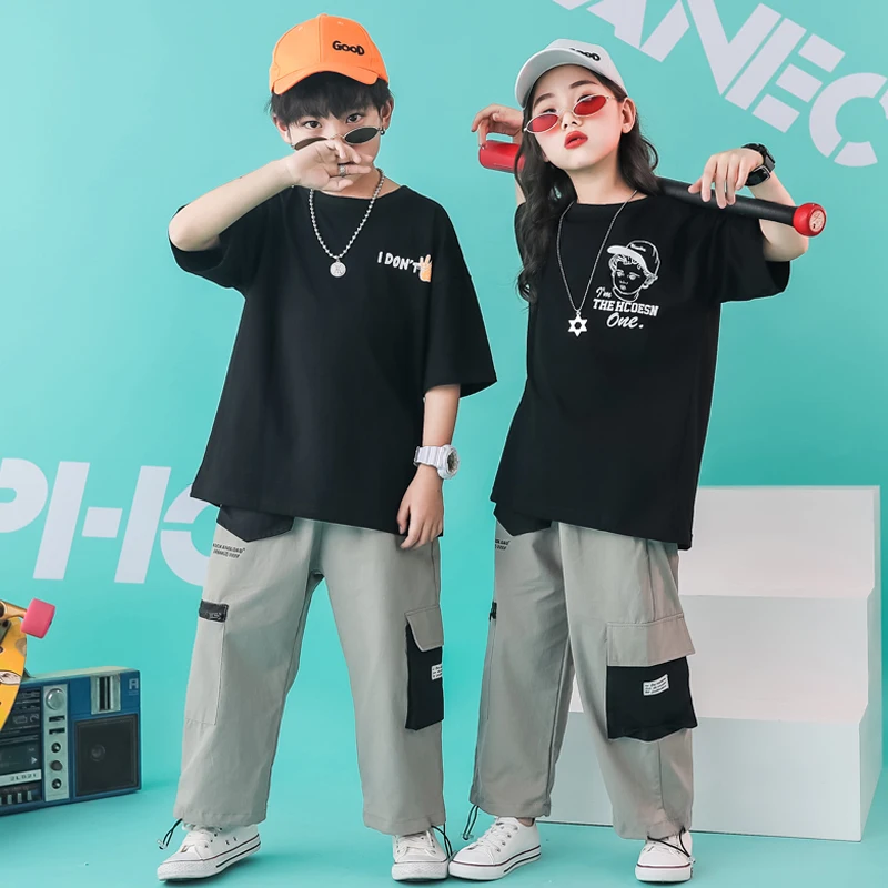 Детская одежда в стиле хип хоп укороченный свободный свитер футболка топы