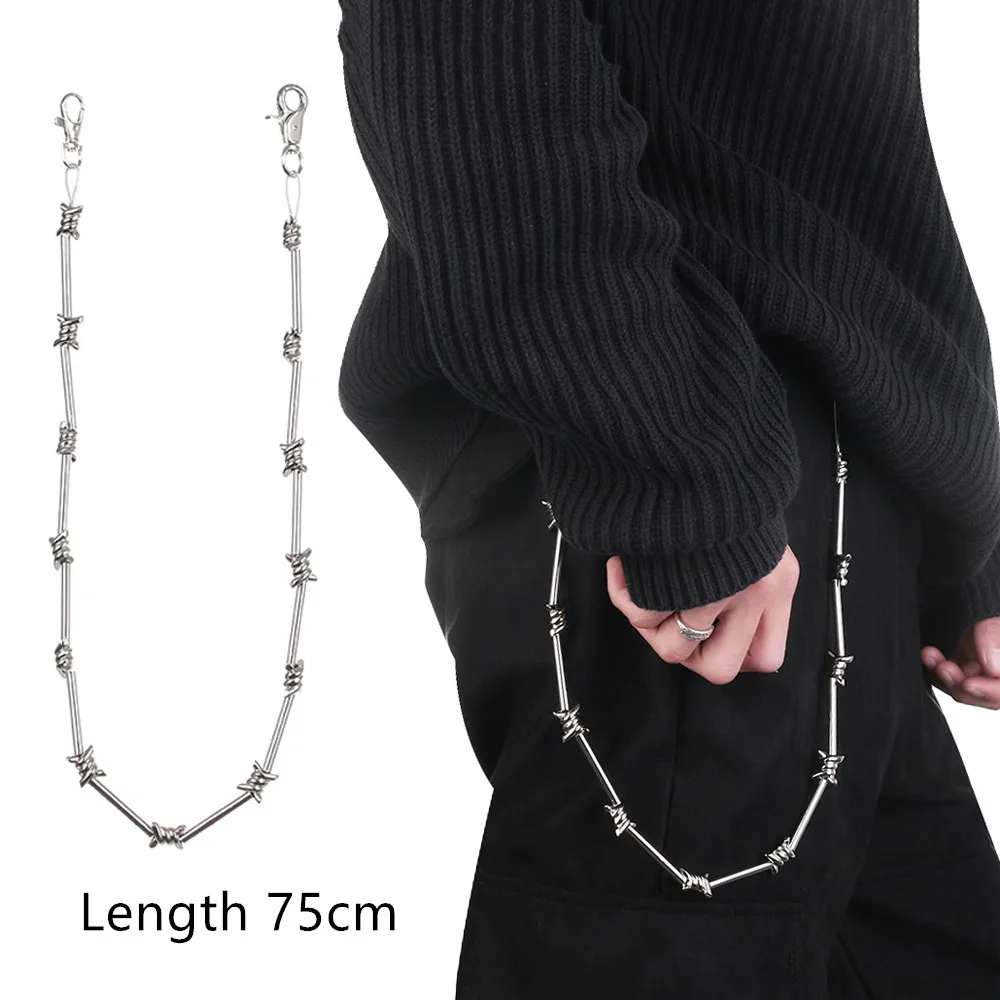 75cm 1 шт., длинные брюки, хипстерские брелки, панк-улица, большое кольцо, металлический кошелек, пояс, цепь, штаны, брелок, унисекс, хип-хоп ювелирные изделия, хороший подарок - Цвет: 75cm